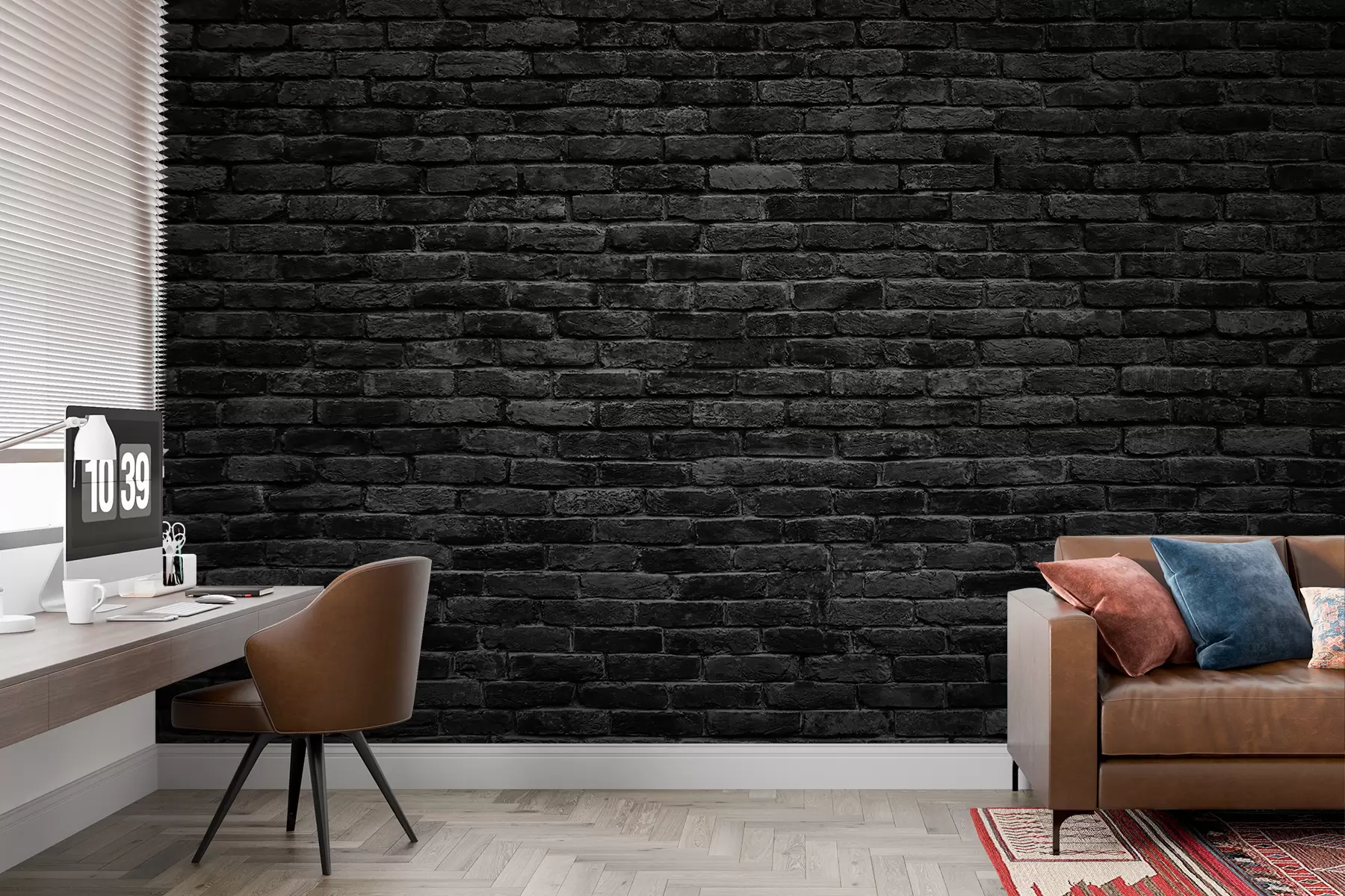 fotószőnyeg Fekete tégla tapéta u53027