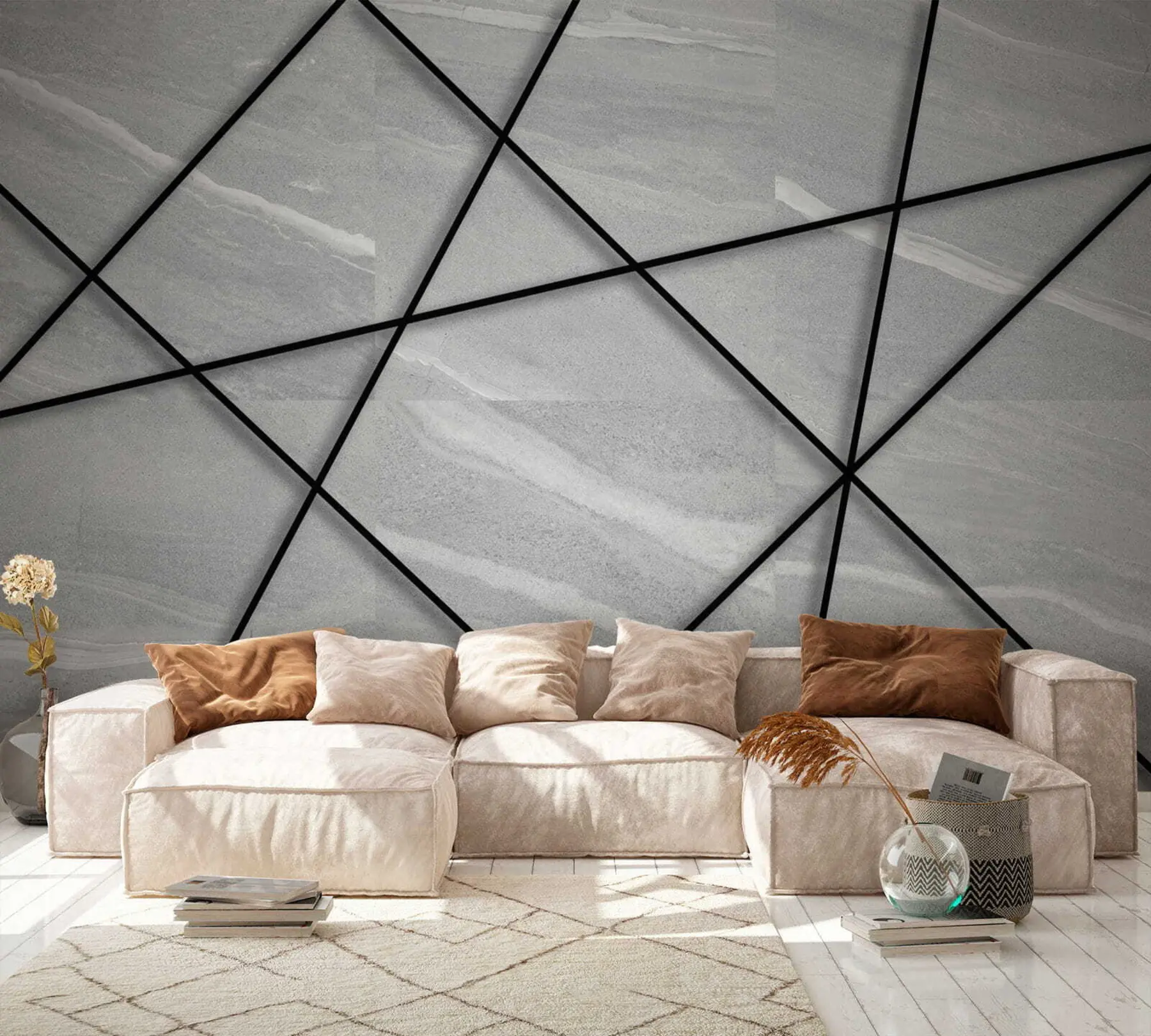 fotószőnyeg Szürke márvány és fekete vonalak u16341