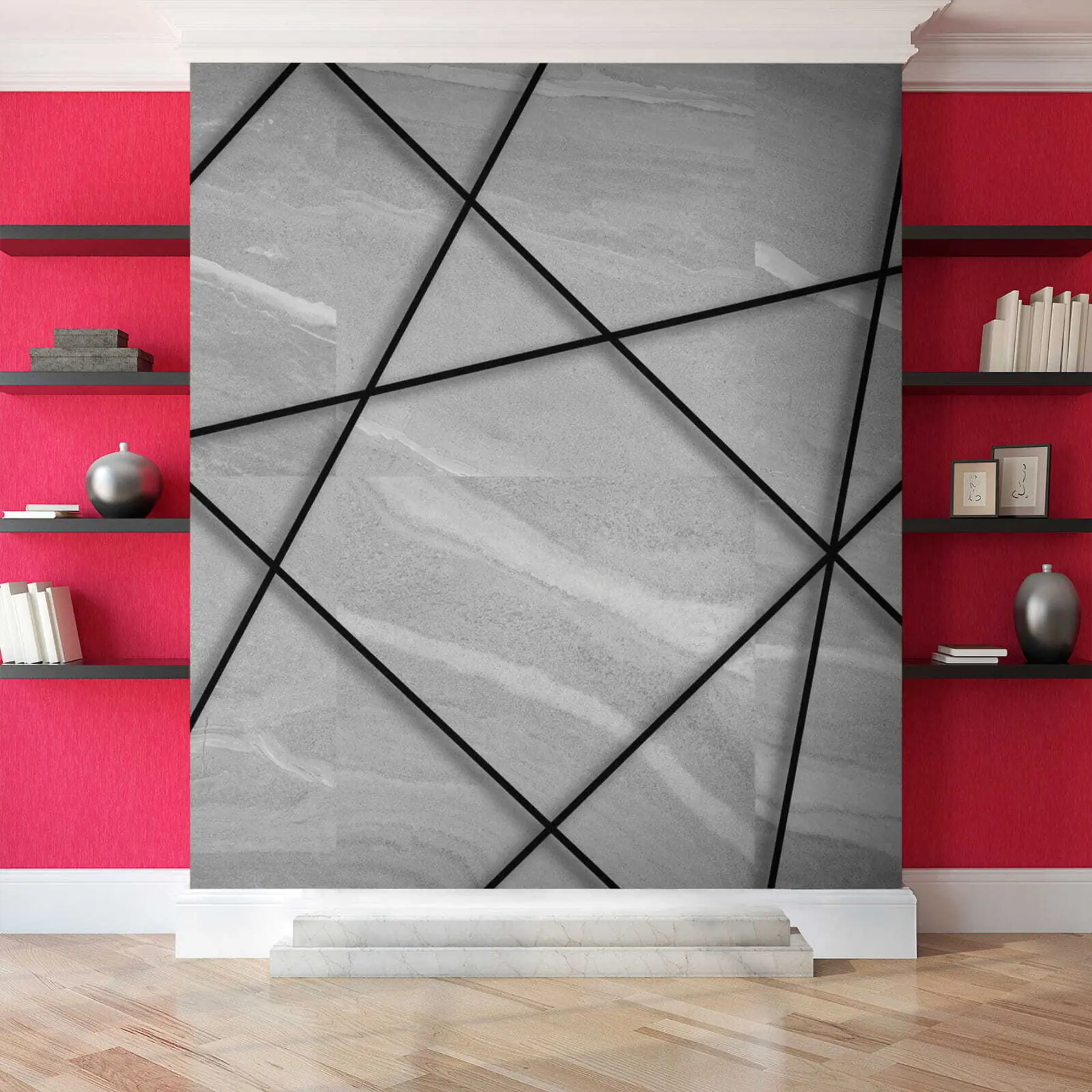 fotószőnyeg Szürke márvány és fekete vonalak u16341