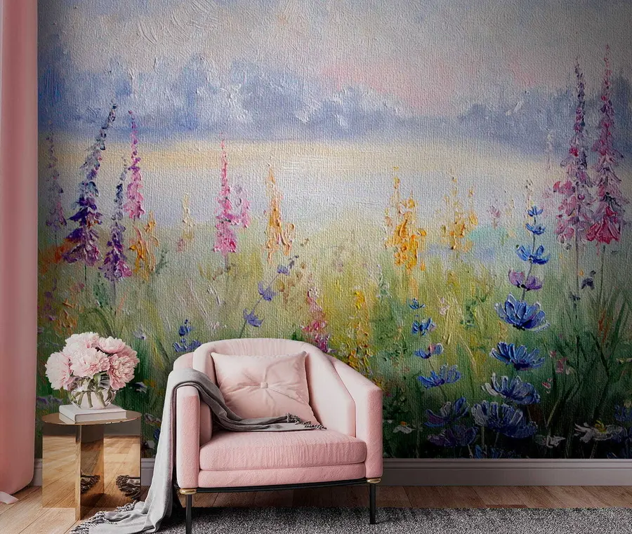 fotószőnyeg Virágos rét, olajfestmény u30067