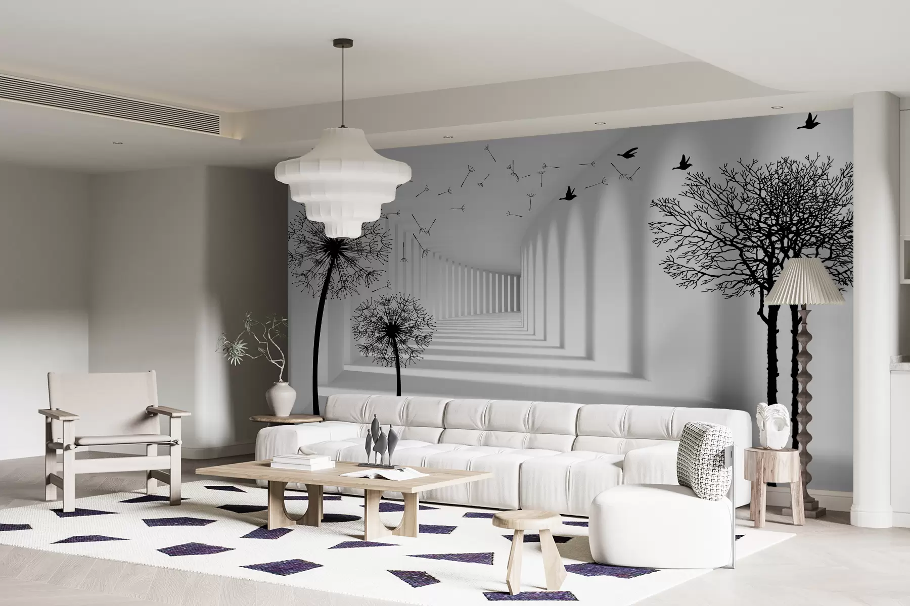 fotószőnyeg 3D-s alagút és a pitypang u37803