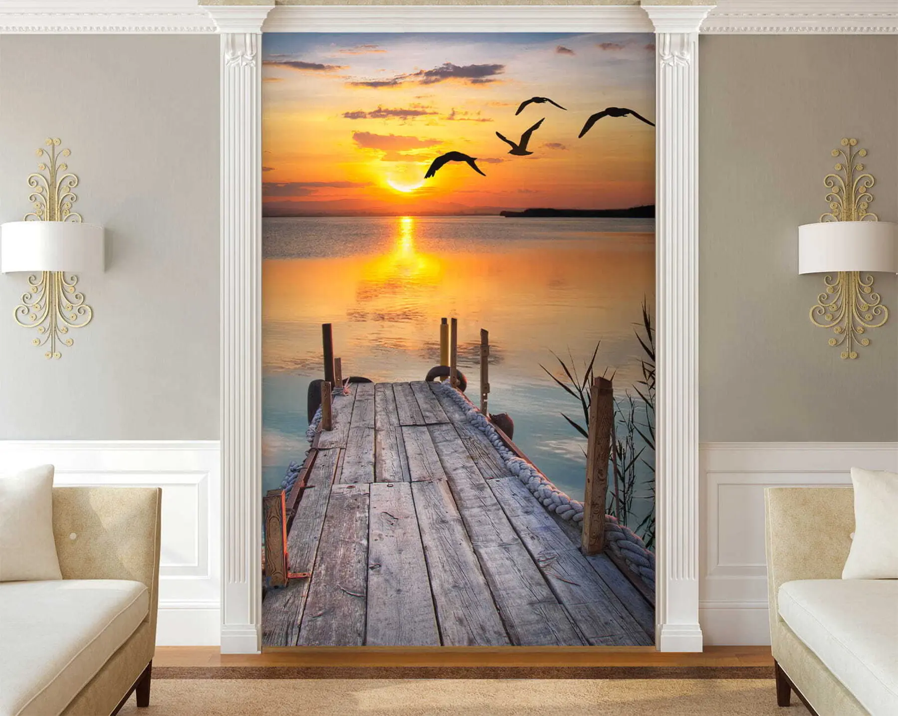 fotószőnyeg Sirályok és a móló u57673