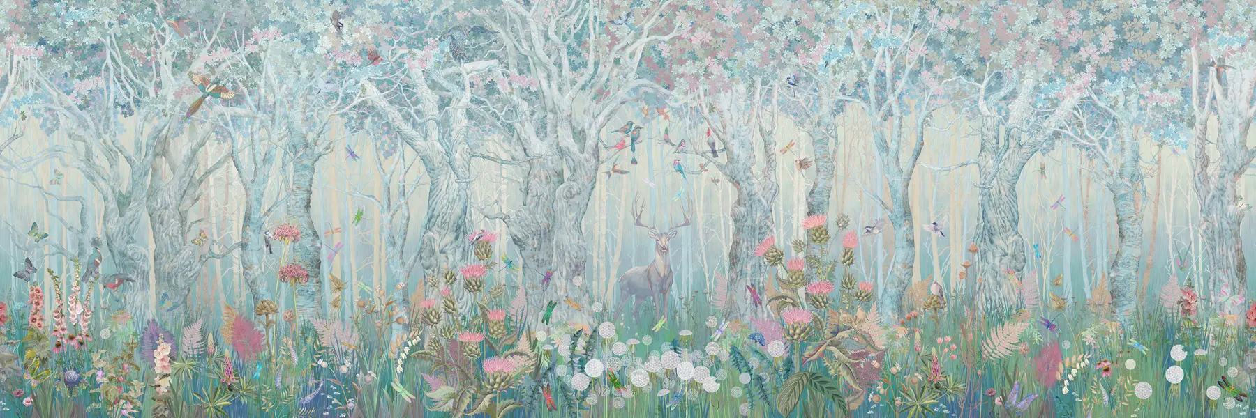 fotószőnyeg Szarvasok és madarak a varázserdőben u60061