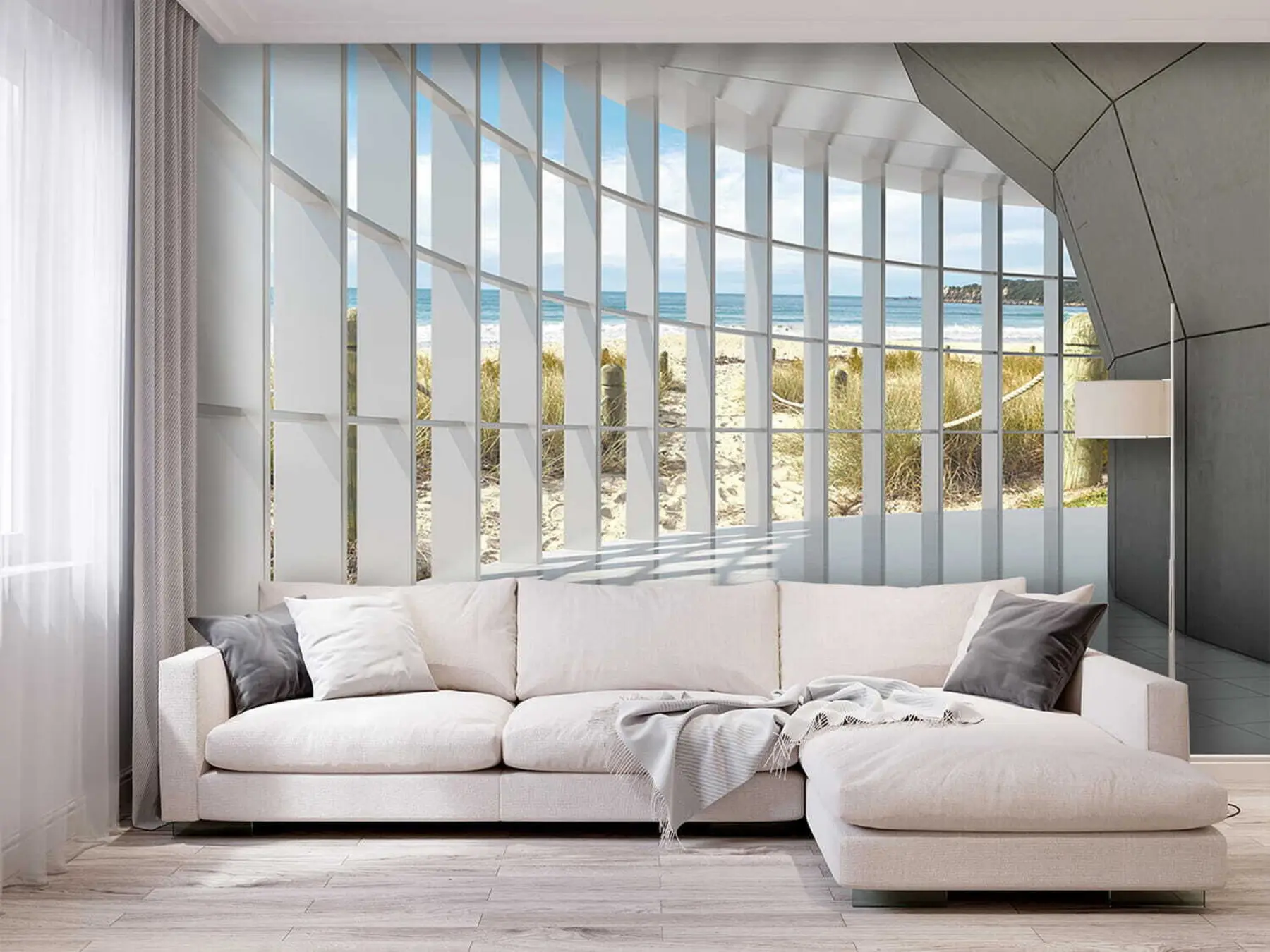 fotószőnyeg 3D folyosó tengerre néző kilátással u70513