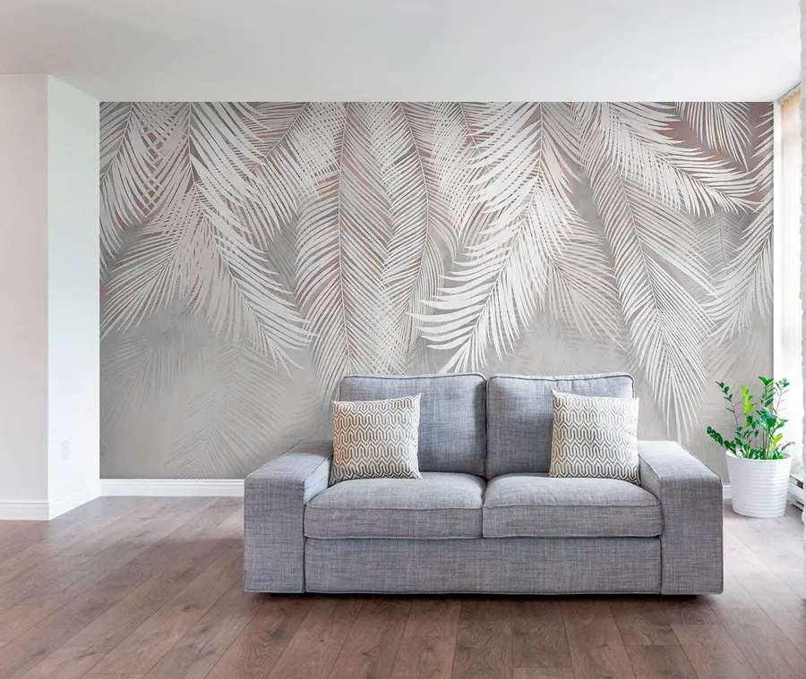 fotószőnyeg Szürke pálmalevelek u48556