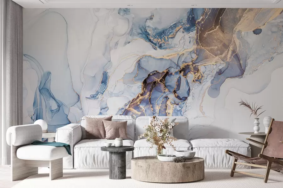 fotószőnyeg Fehér kék márvány, folyékony u70767