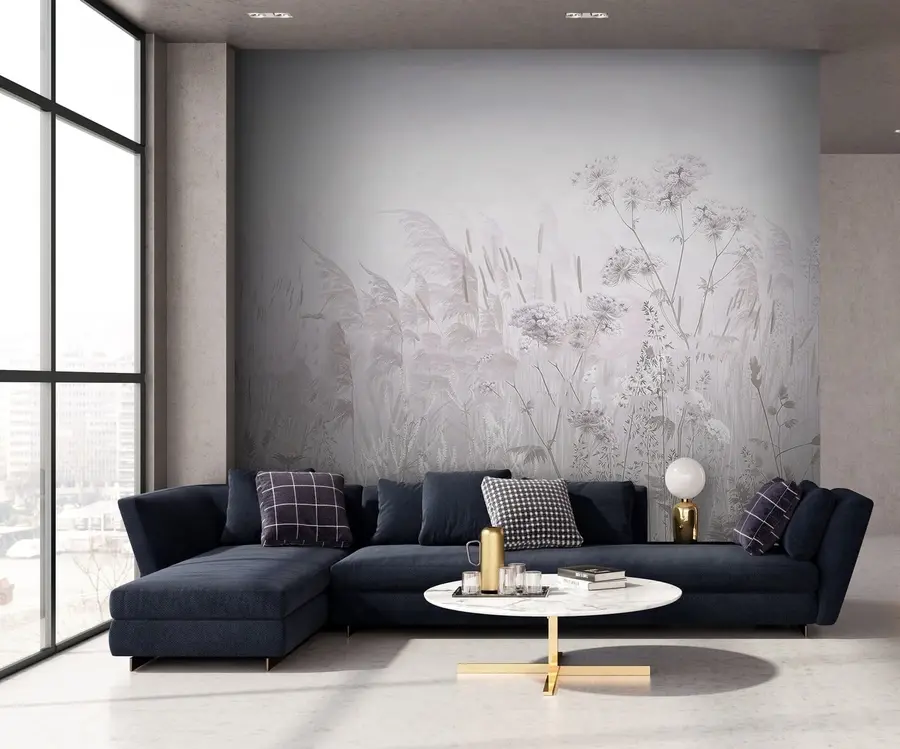 fotószőnyeg Szürke-bézs vadvirágok u00104v2