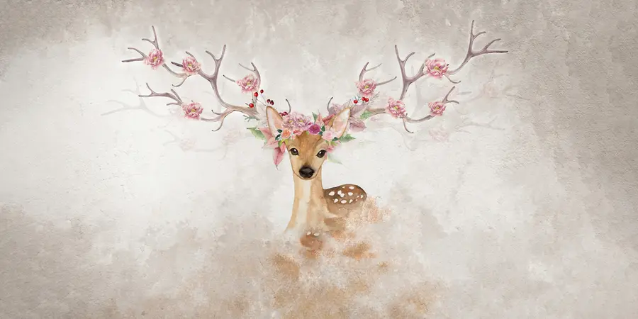 fotószőnyeg Szarvasok virággal az agancsukon u04671d2