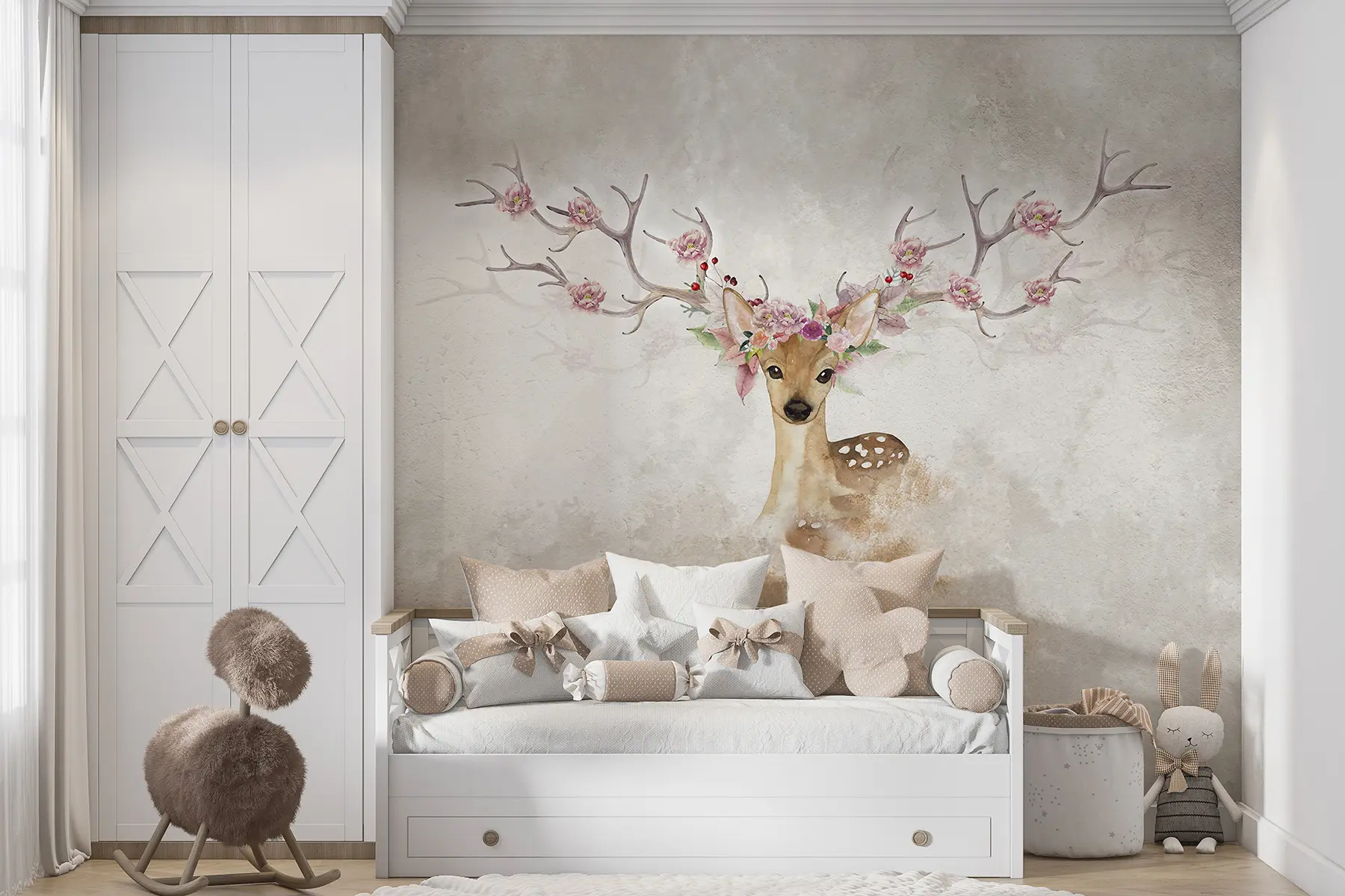 fotószőnyeg Szarvasok virággal az agancsukon u04671d1