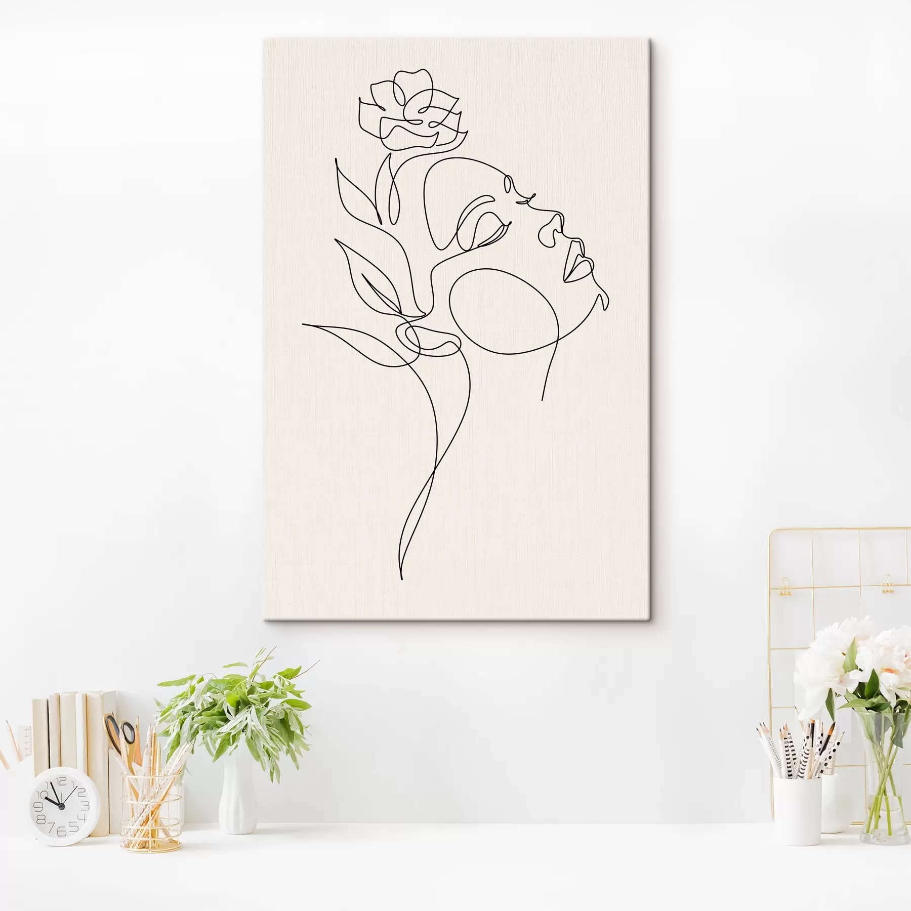 fotótapéta Női arc, absztrakció, vonal, természetes s38011