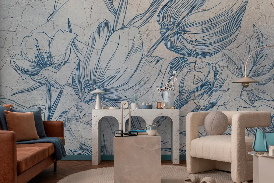 fotószőnyeg Grafikus virágok rajza a padláson w00391