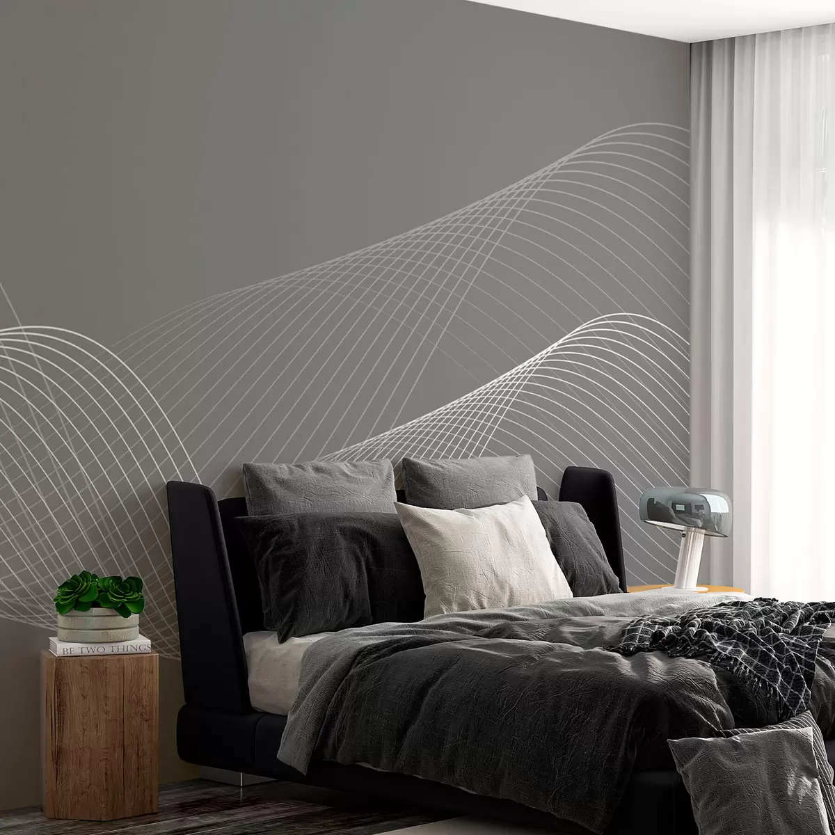 fotószőnyeg 3D geometriai vonalak modern trend stílus szürke háttéren w00893v2