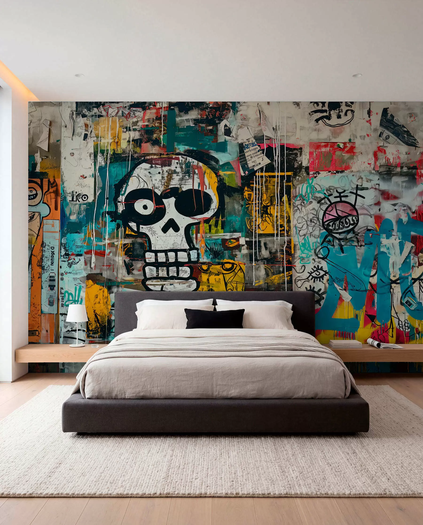 fotószőnyeg Színes graffiti Basquiat stílusban w01187