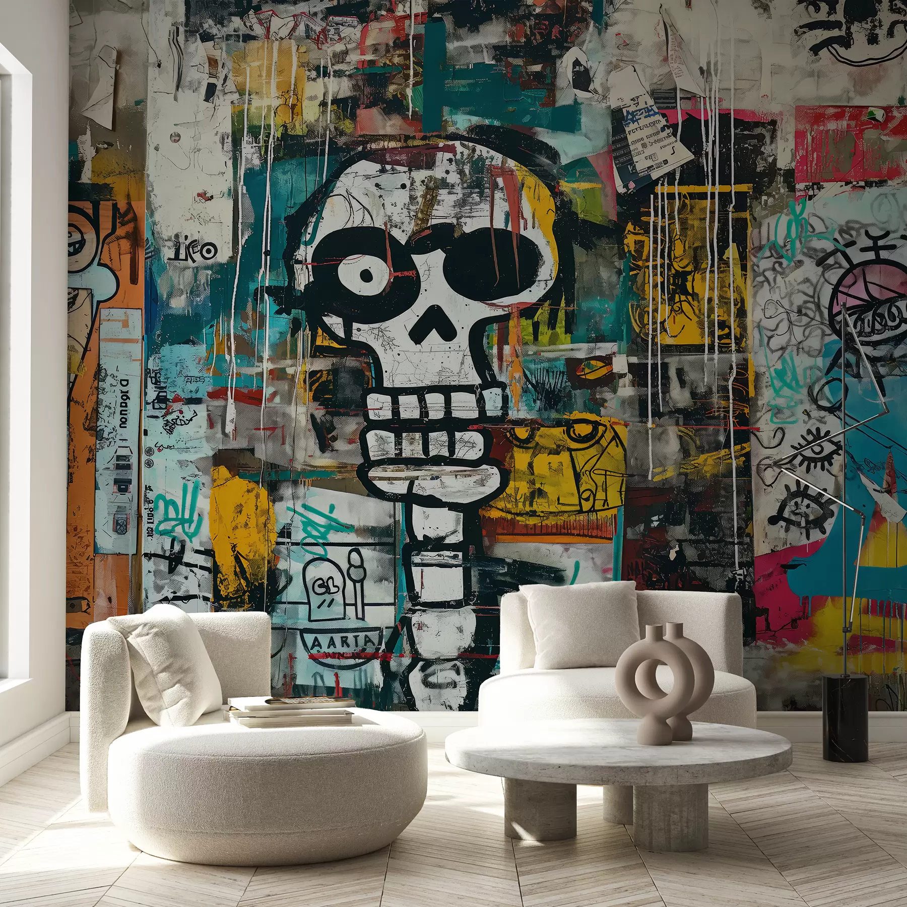 fotószőnyeg Színes graffiti Basquiat stílusban w01187
