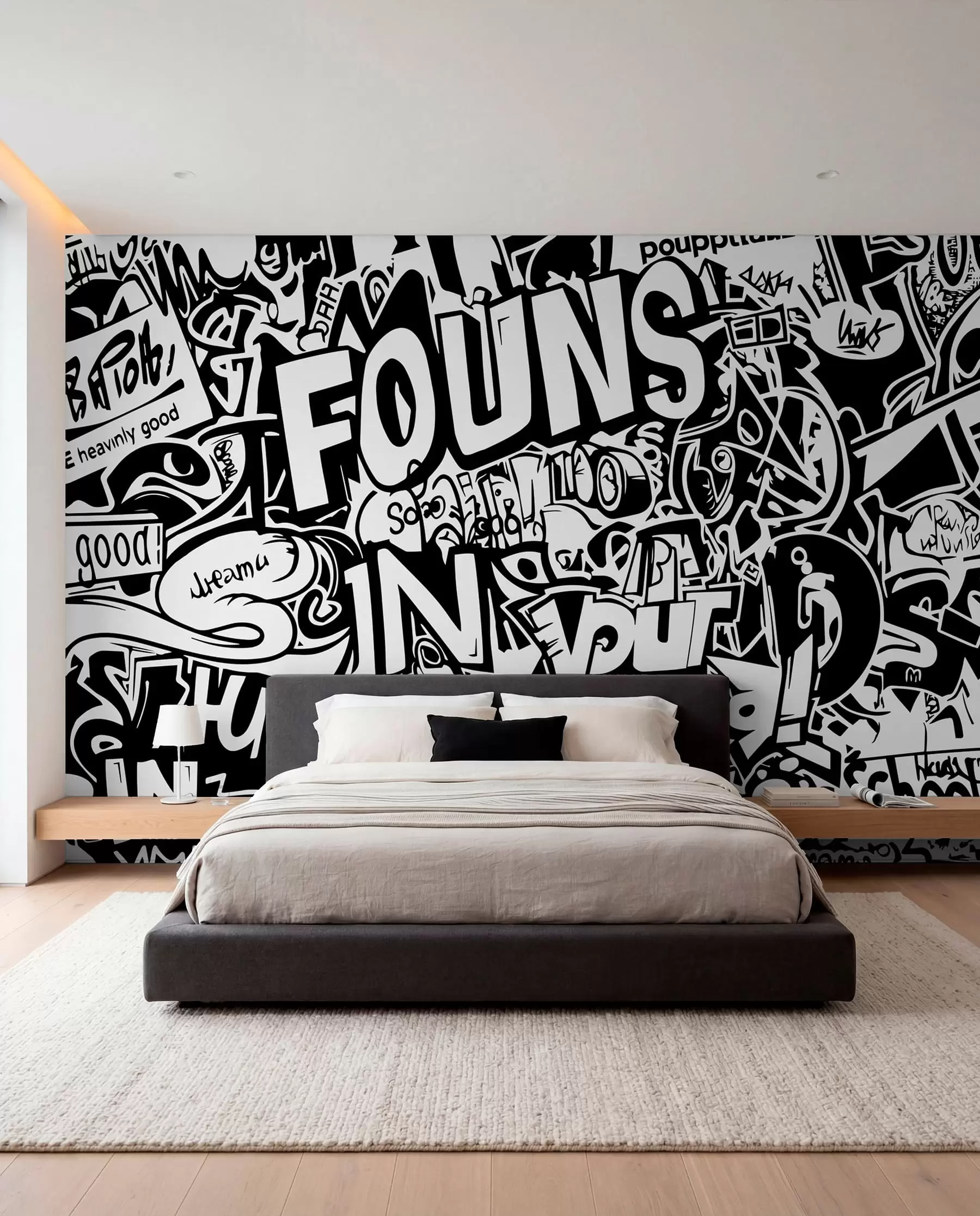 fotószőnyeg Fekete-fehér graffiti w01190