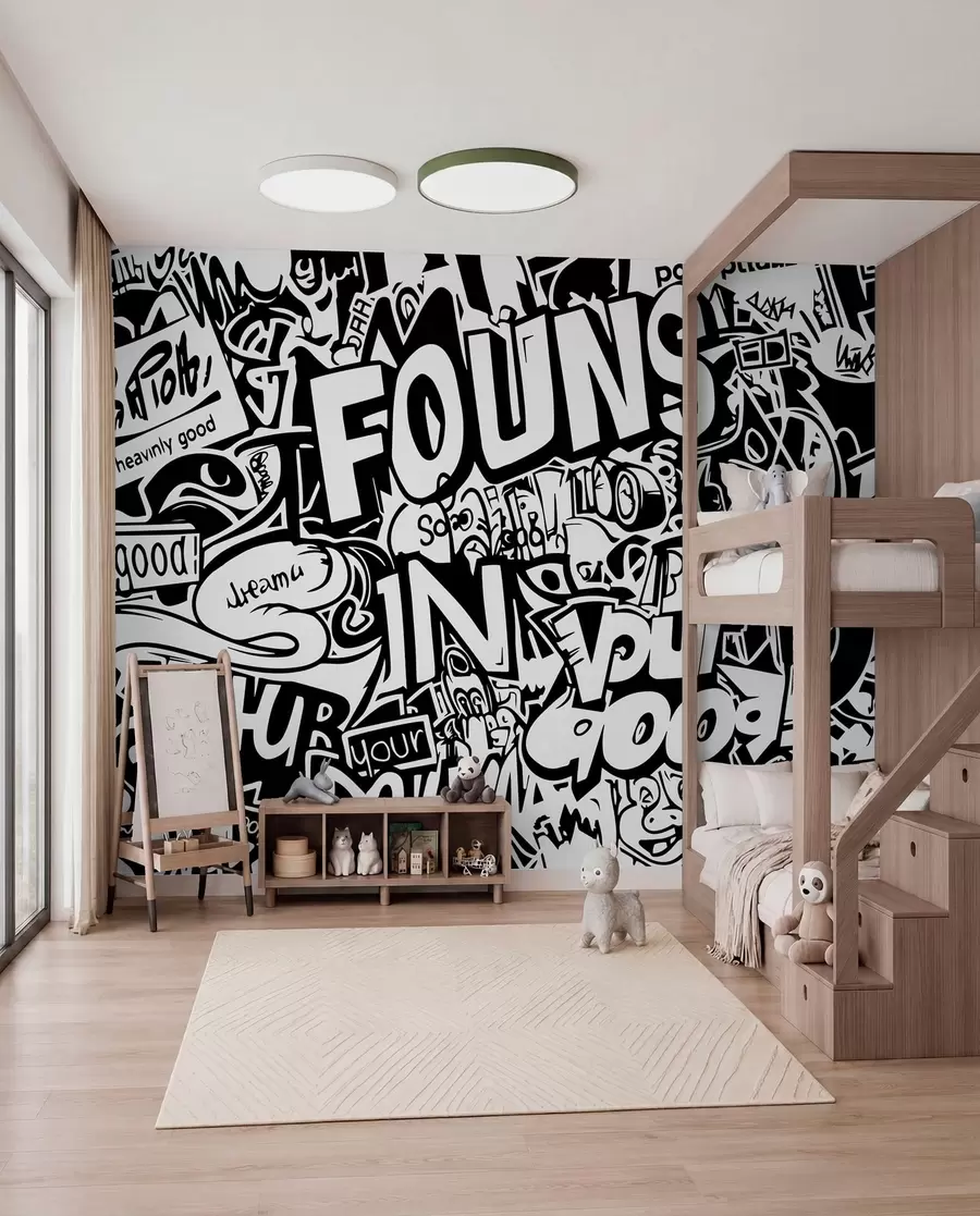 fotószőnyeg Fekete-fehér graffiti w01190