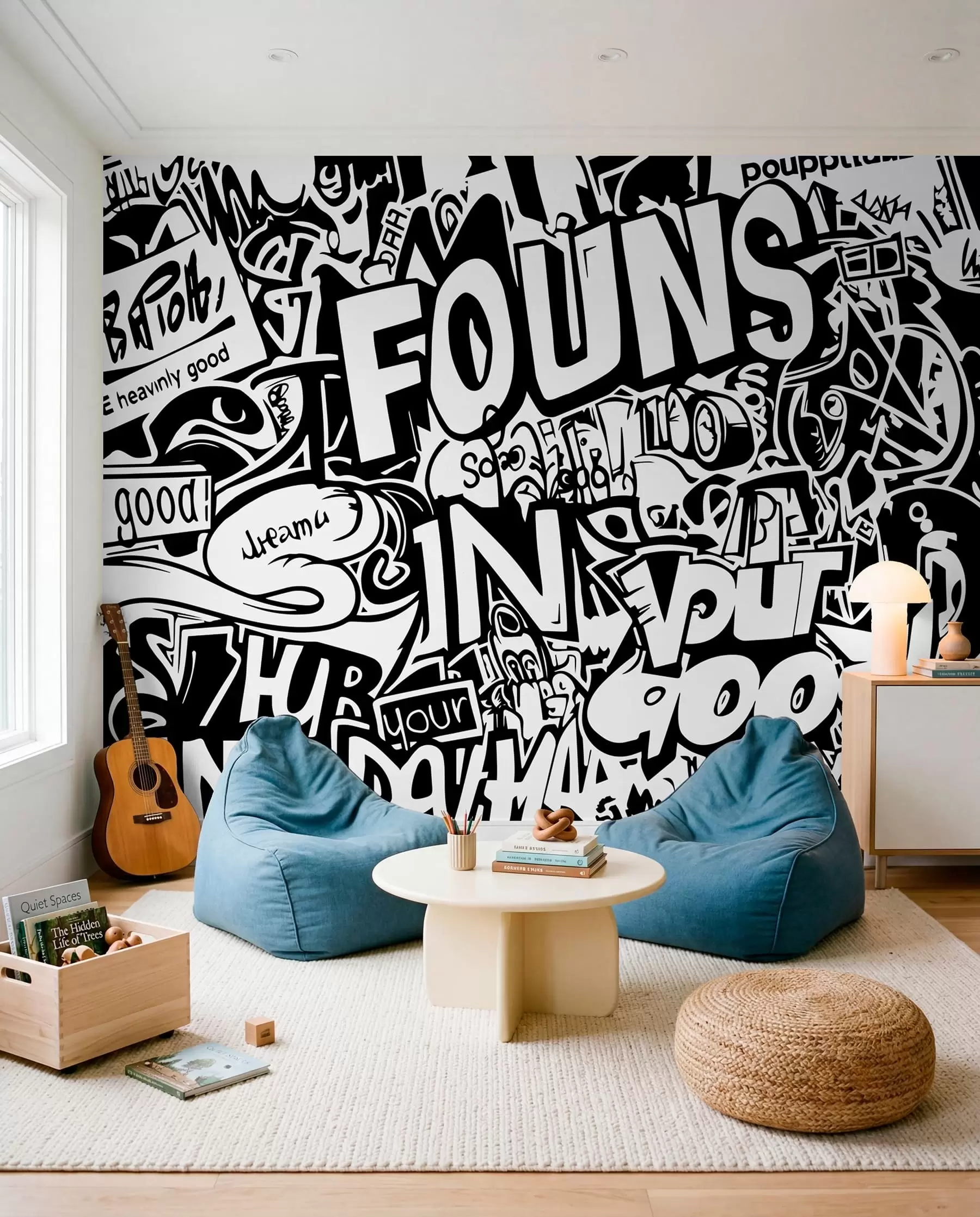 fotószőnyeg Fekete-fehér graffiti w01190