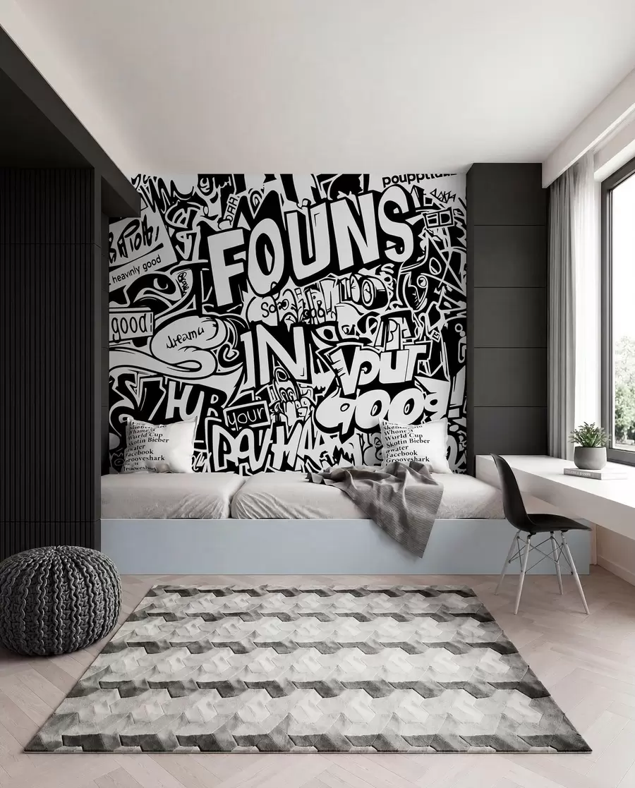 fotószőnyeg Fekete-fehér graffiti w01190