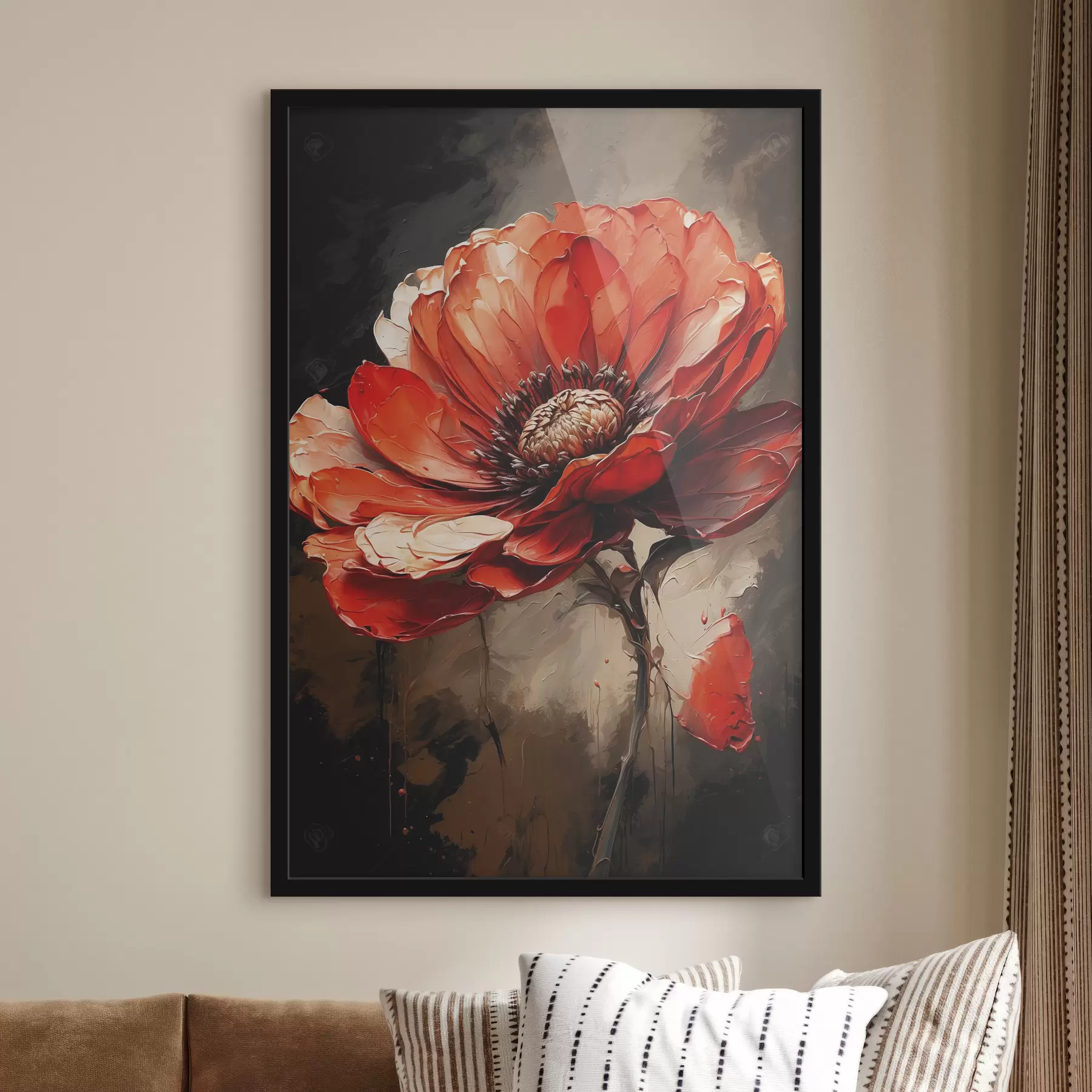 fotószőnyeg Piros virág a sötét háttér előtt f39172