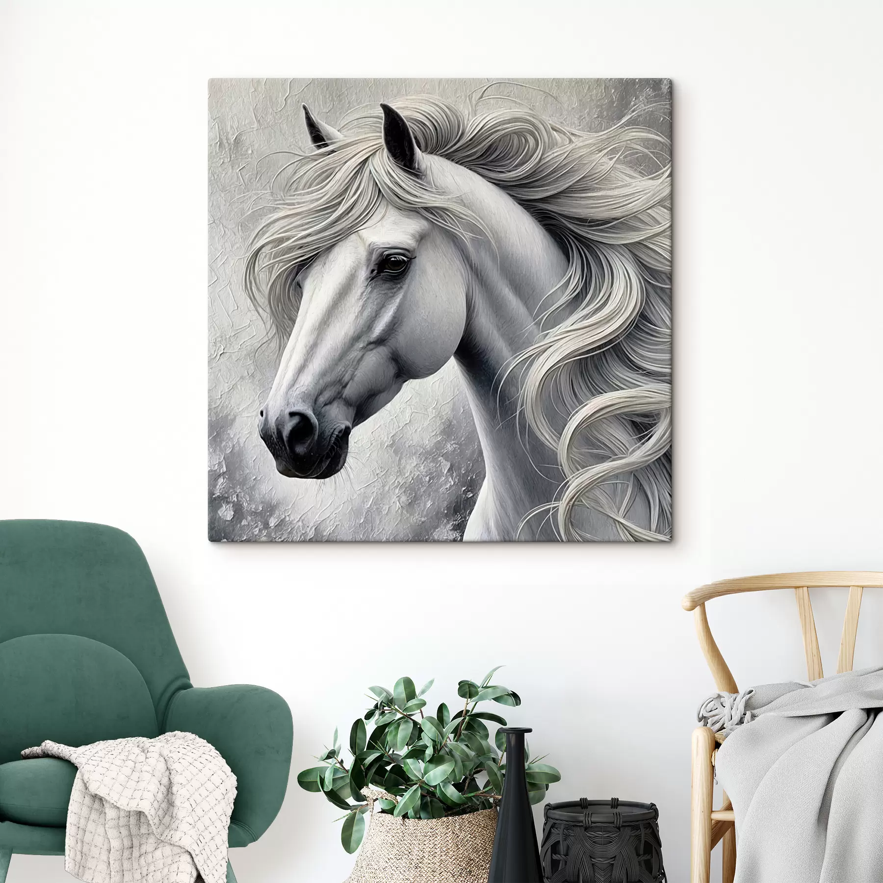 fotótapéta Egy fehér ló portréja s39489