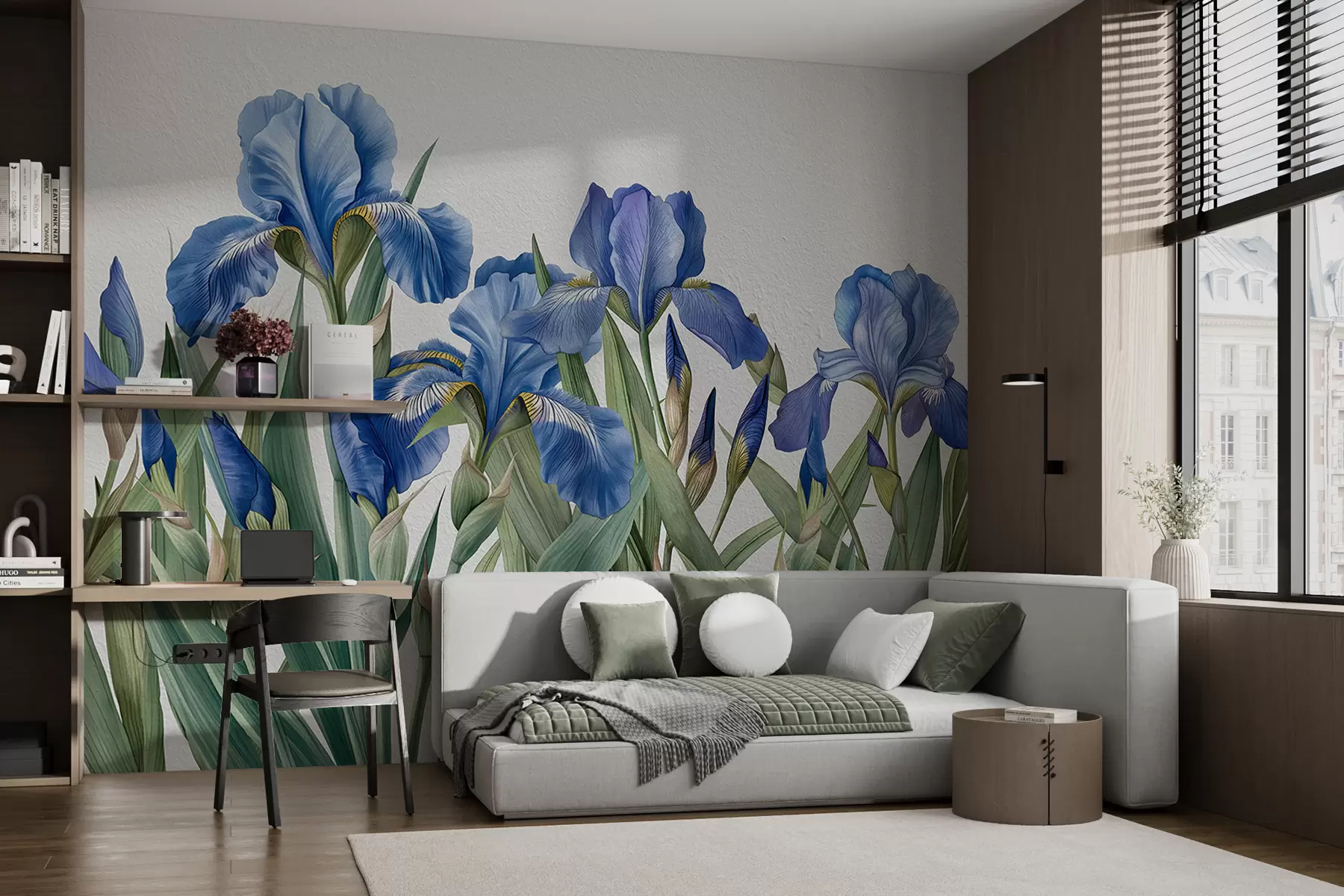 fotószőnyeg Nagy festett íriszek fehér betonfalon w07949