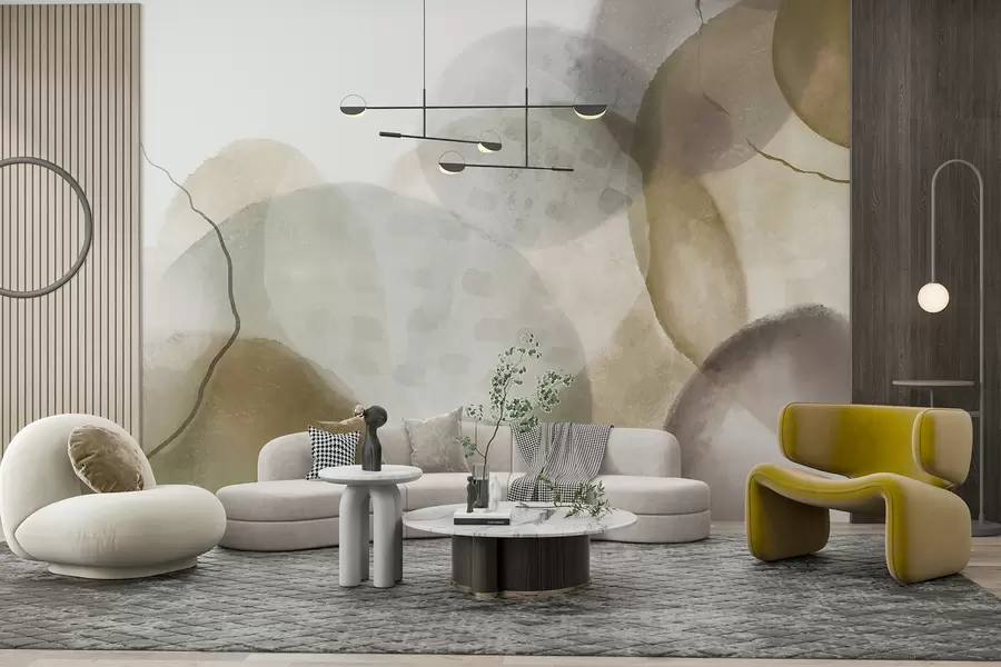 fotószőnyeg Puha, akvarell absztrakt formák barna, szépia és fehér árnyalataiban w07926v1