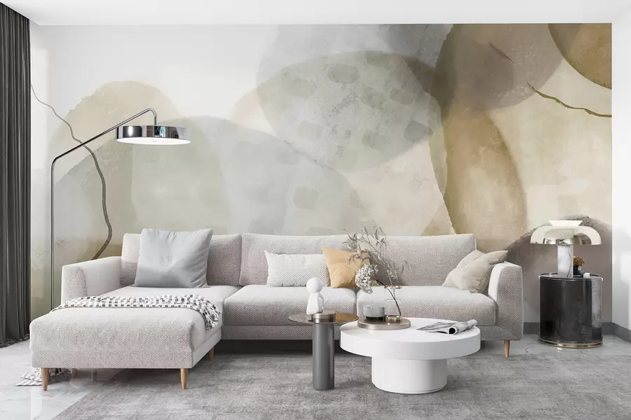 fotószőnyeg Puha, akvarell absztrakt formák barna, szépia és fehér árnyalataiban w07926v1