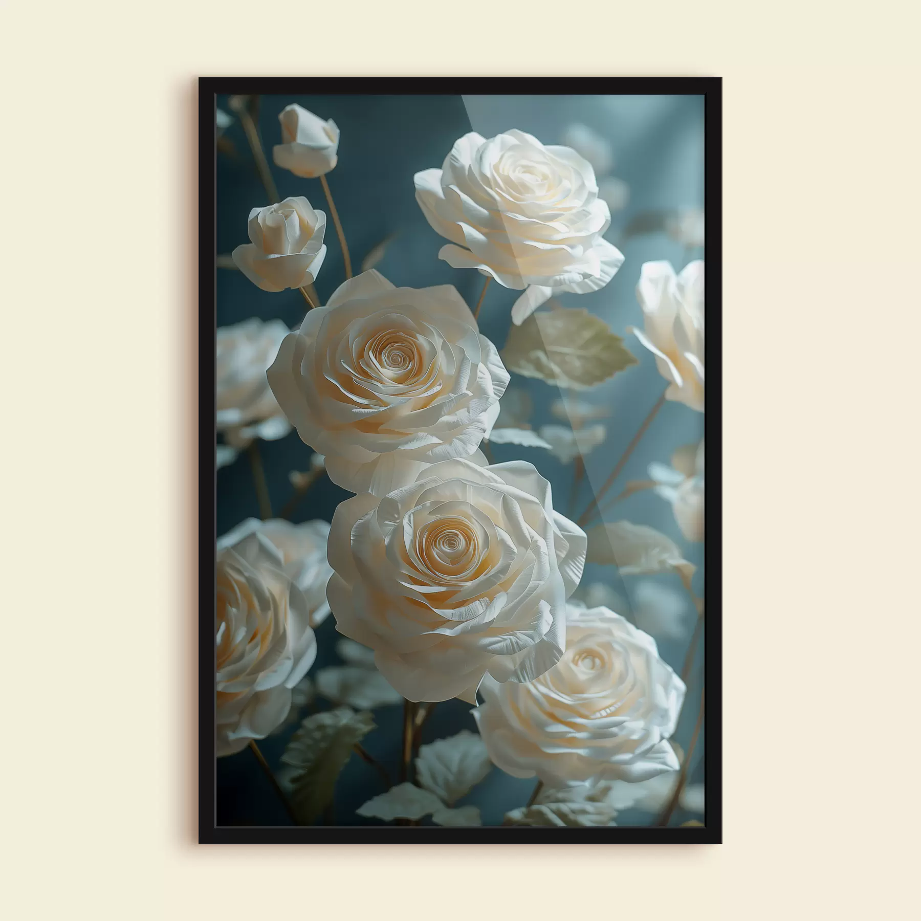 fotószőnyeg Fénykép óriási fehér papírrózsákról f39645