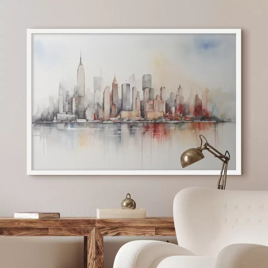 fotószőnyeg New York-i kilátás, épület sziluettek, akvarell f39828