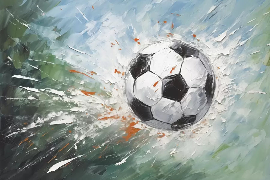 fotószőnyeg Futball-labda repülő olajfestmény absztrakt művészet w08117