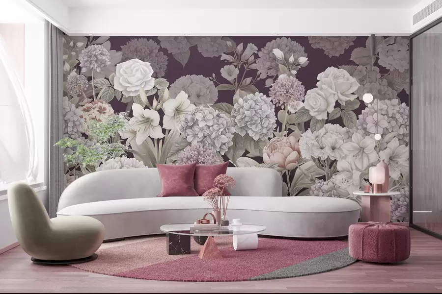 fotószőnyeg Varázslatos nyári kert bíbor háttéren w08140v2