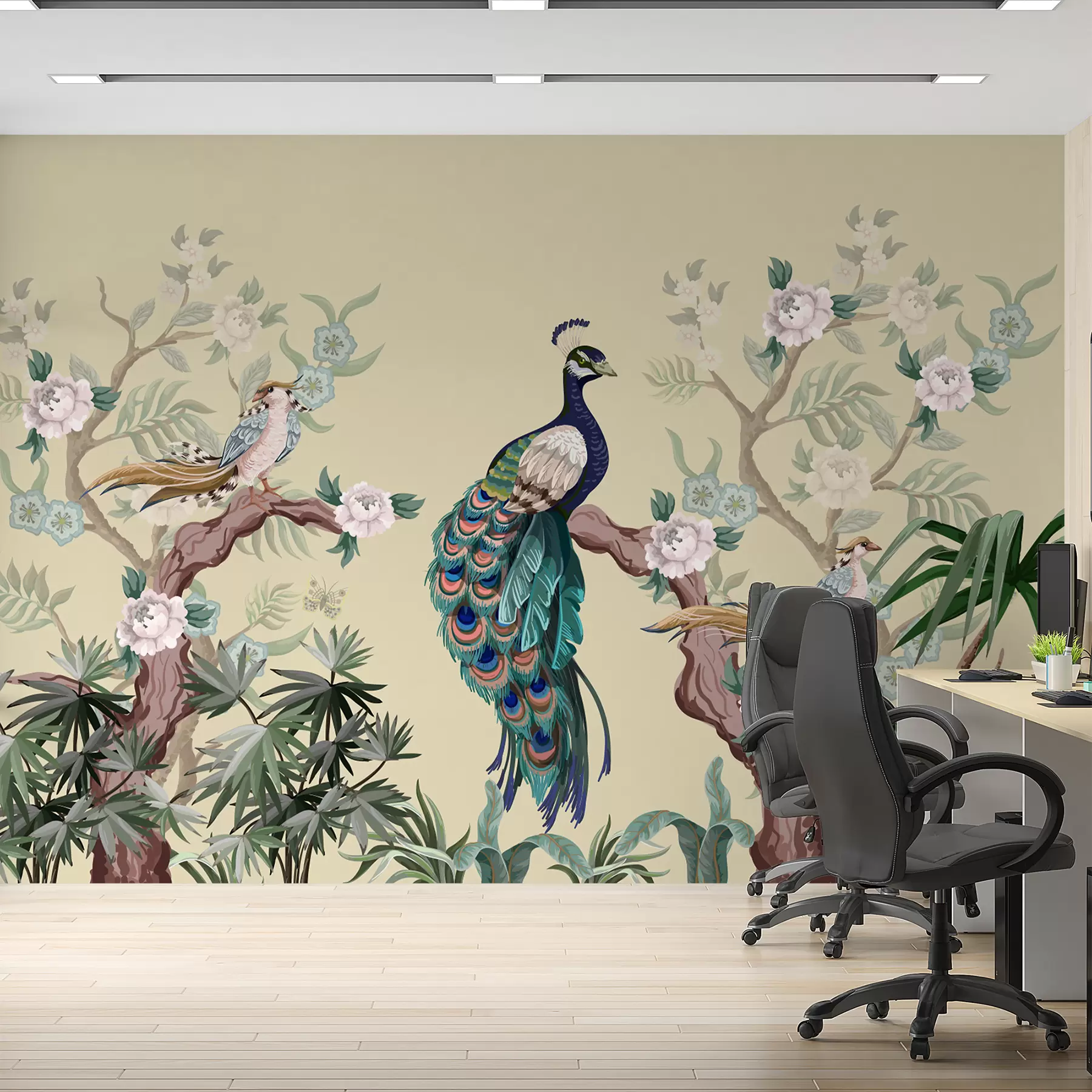 Fotószőnyeg páva a fán, bézs háttérrel w08168 - Uwalls.hu fotószőnyeg páva a fán, bézs háttérrel w08168