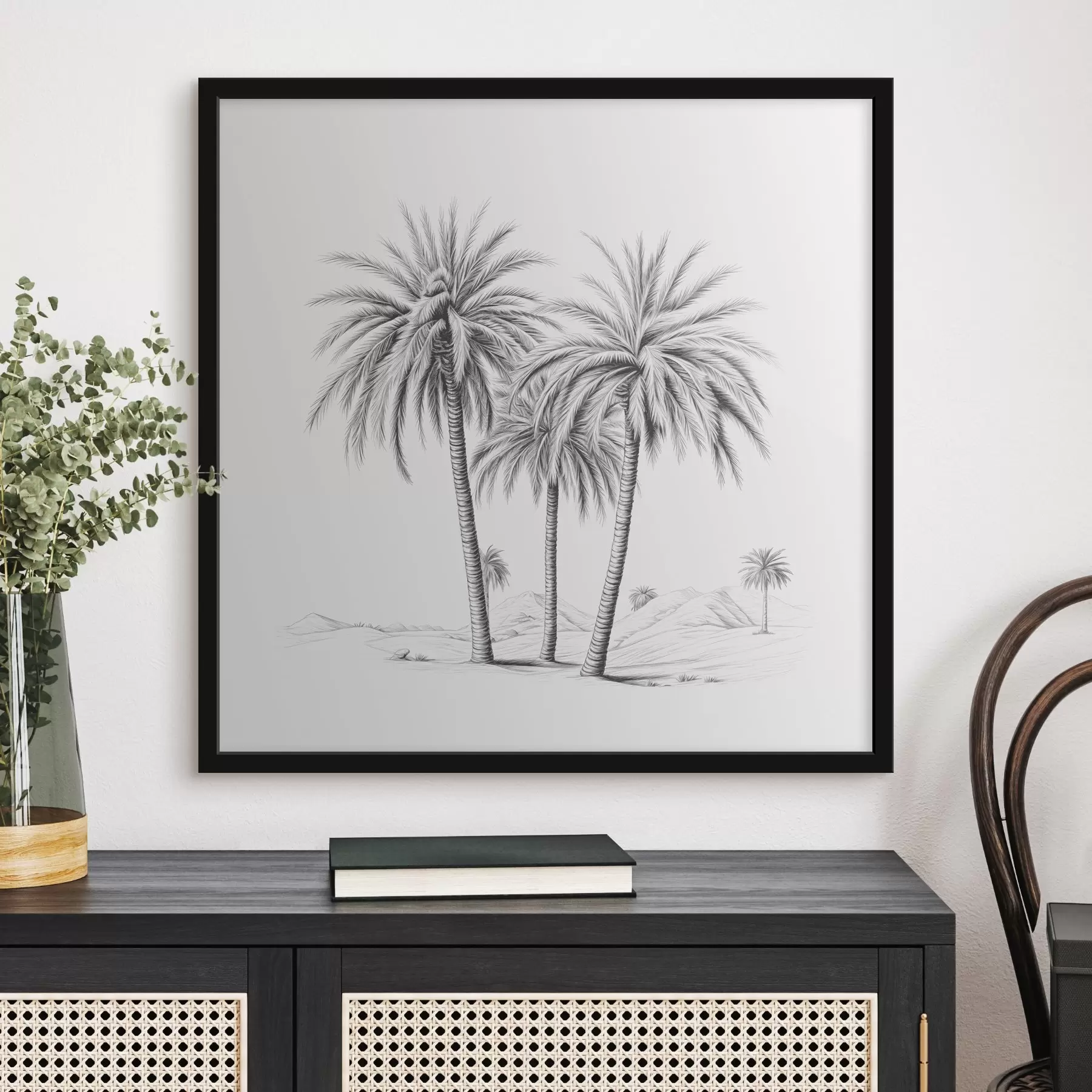 fotószőnyeg Pálmafák, monokróm, minimalizmus f39929