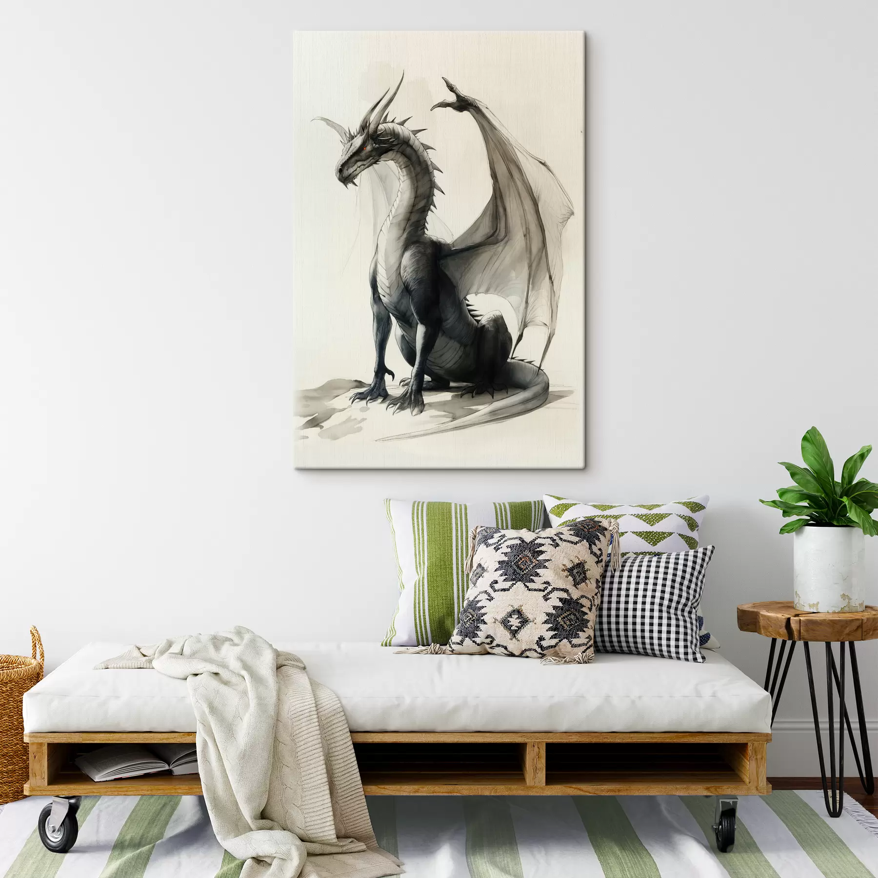 fotótapéta Sárkány, festékek, akvarell, bézs s40003