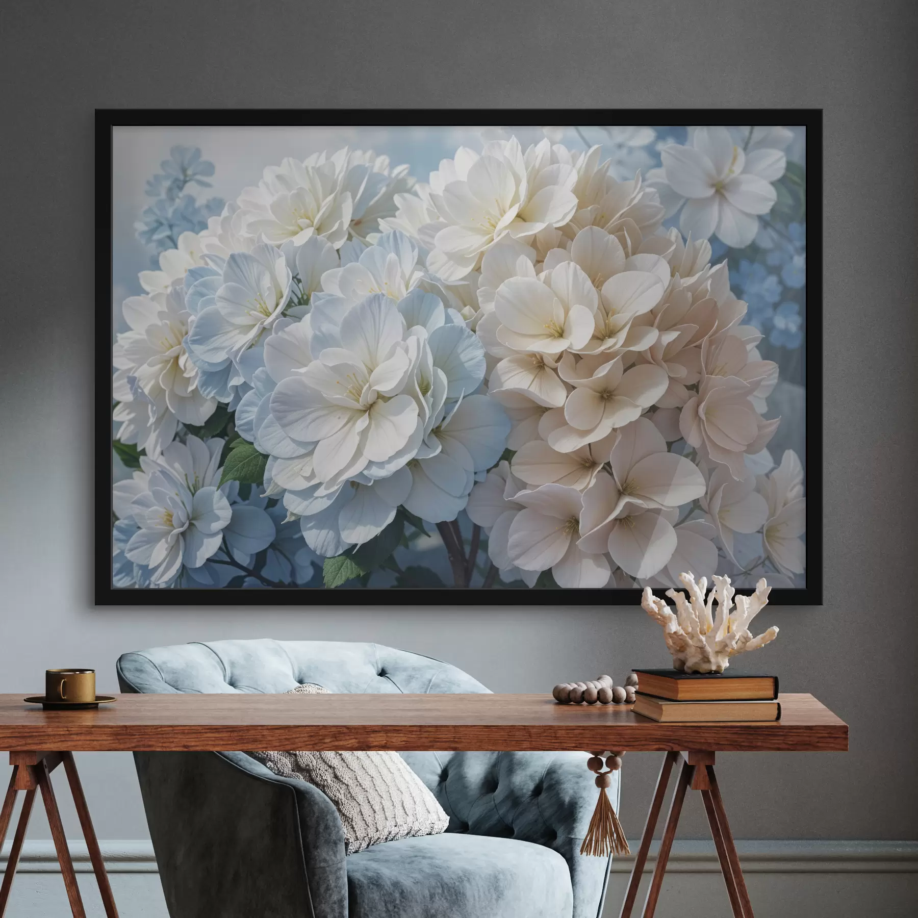 fotószőnyeg Puha, pasztell színű dália virágok finom szirmokkal, elmosódott háttér előtt f40146