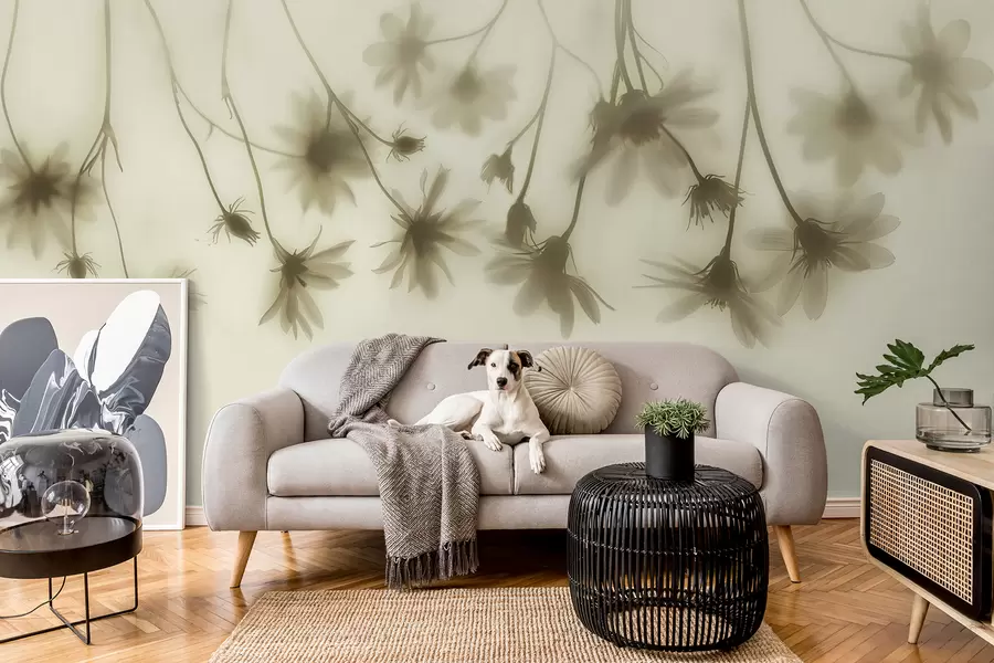 fotószőnyeg Finom virágok a ködben felülről lógva pasztell színekben w01469v1