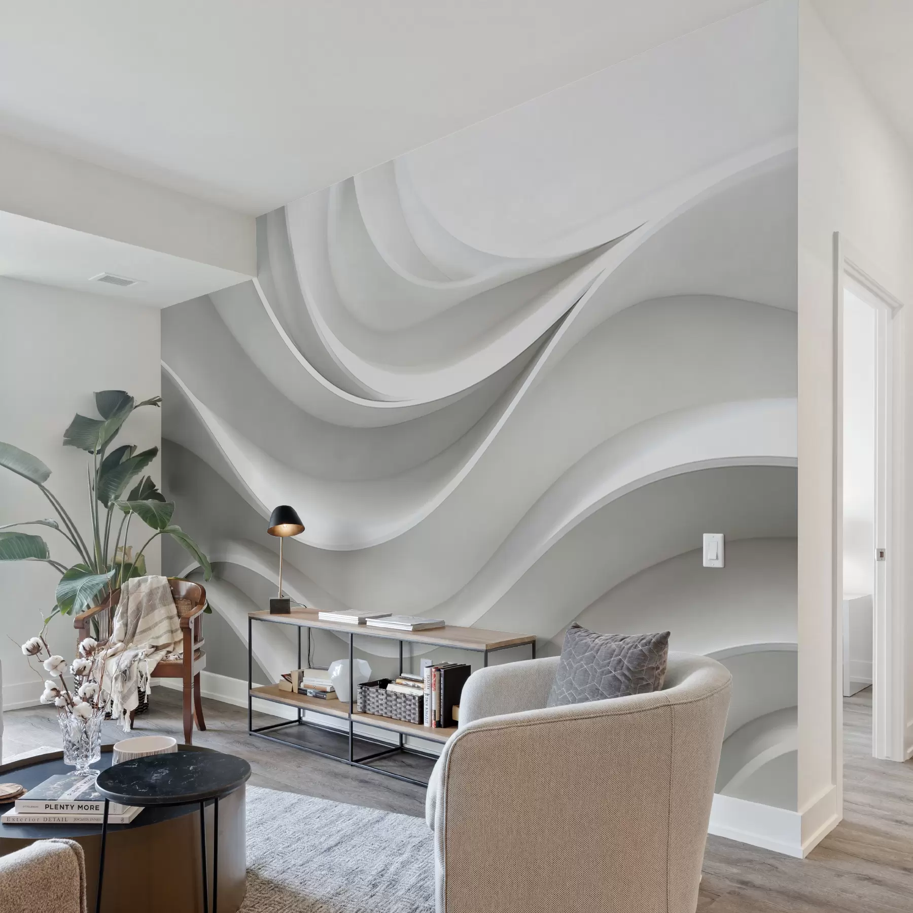 fotószőnyeg Fehér 3d térfogati absztrakt hullám alakzat w01471