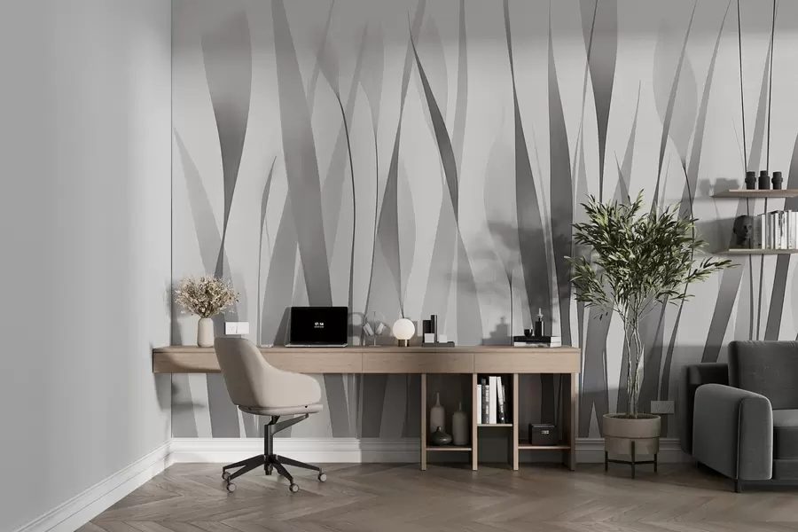 fotószőnyeg Áttetsző levelek szürke tónusokkal w01018v3