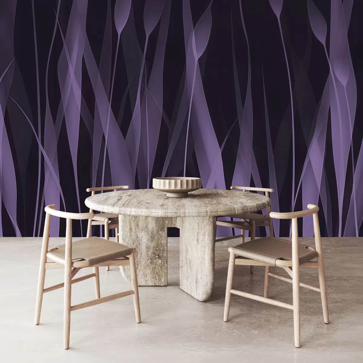 fotószőnyeg Gyengéd lila levelek sötét alapon w01019v1