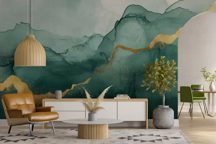 fotószőnyeg Vintage smaragd akvarell kompozíció w01362v1