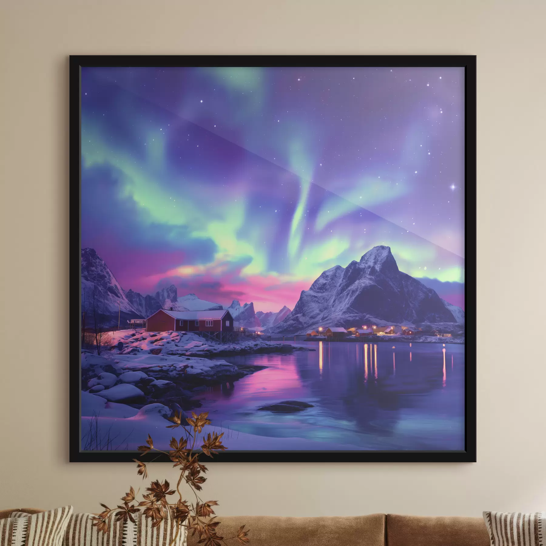 fotótapéta Északi fények a Lofoten-szigeteken, Norvégia természet, tél f40298
