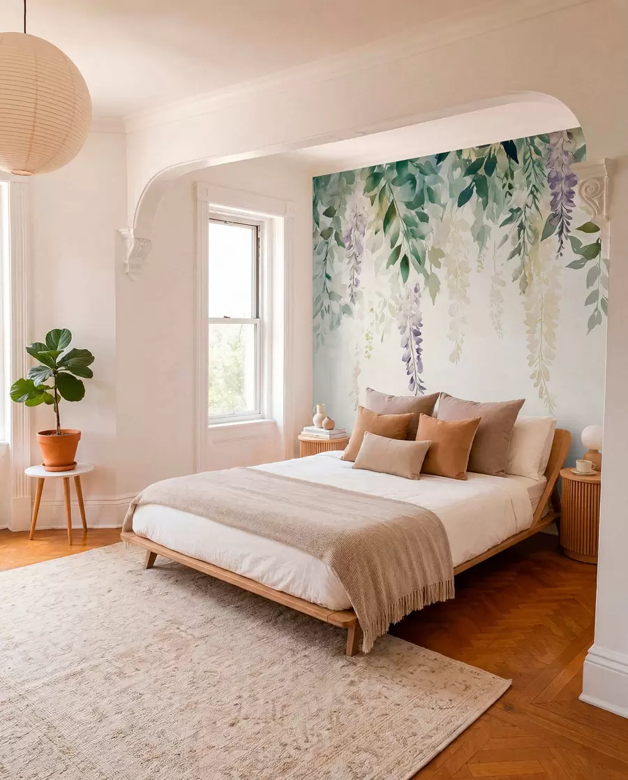 fotószőnyeg Wisteria virág dísz, virágos, akvarell, természetes színek, akvarell, természetes színek w01545