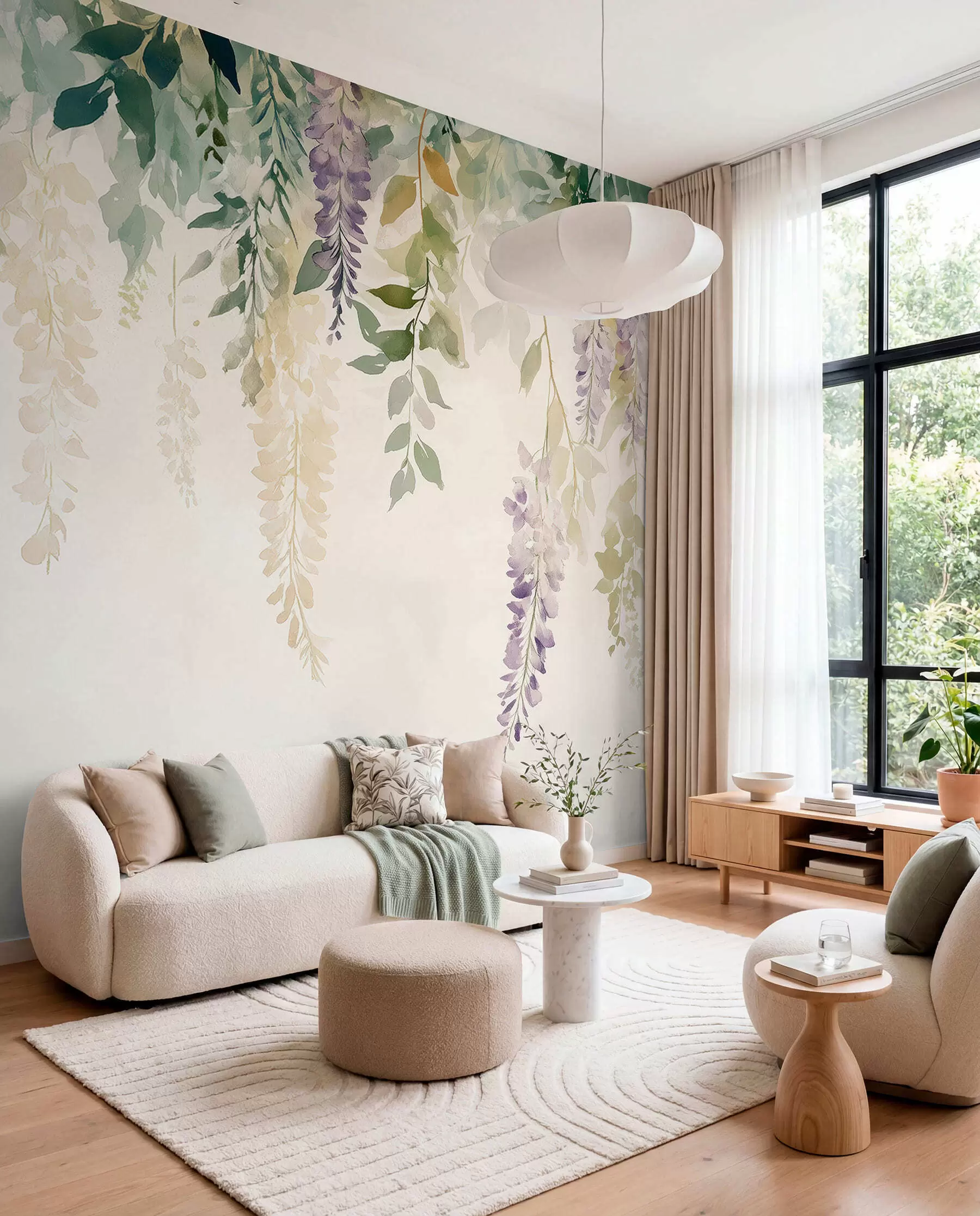 fotószőnyeg Wisteria virág dísz, virágos, akvarell, természetes színek, akvarell, természetes színek w01545