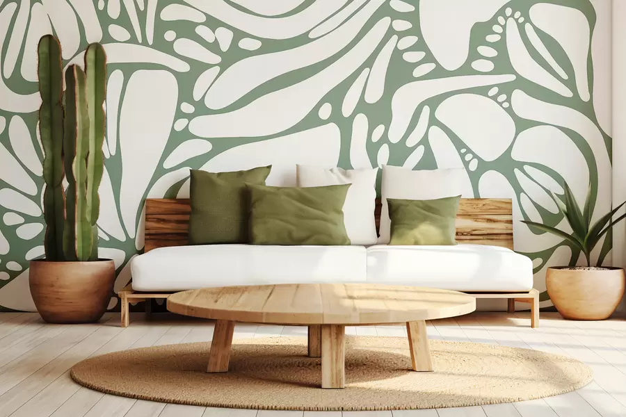 fotószőnyeg Absztrakt geometriai minta, törzsi stílus, világoszöld színben w01623v2