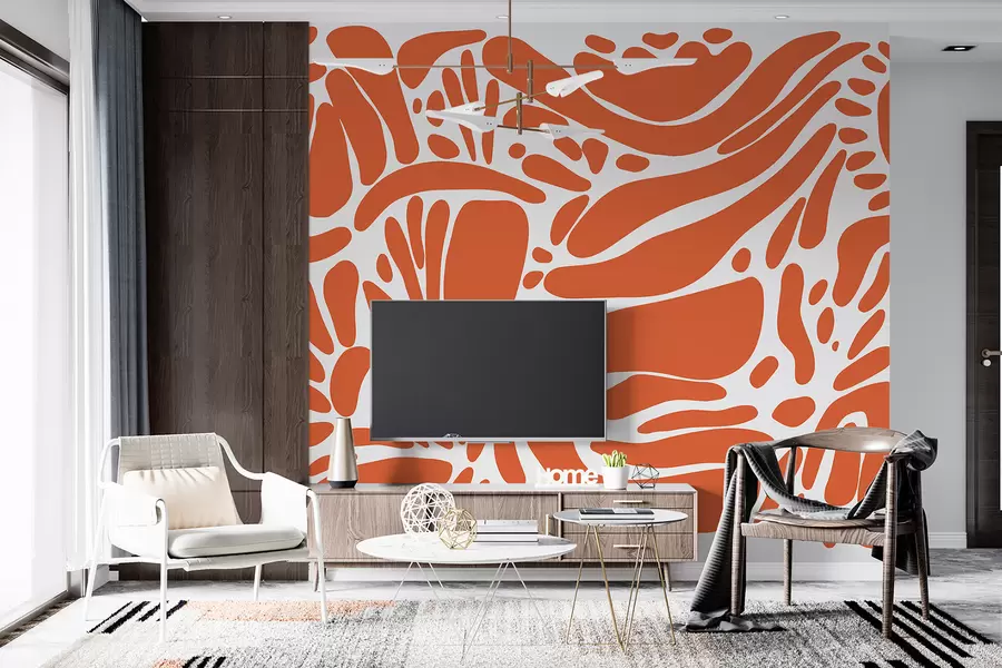 fotószőnyeg Absztrakt geometriai minta, törzsi stílus, narancssárga színben w01623v6