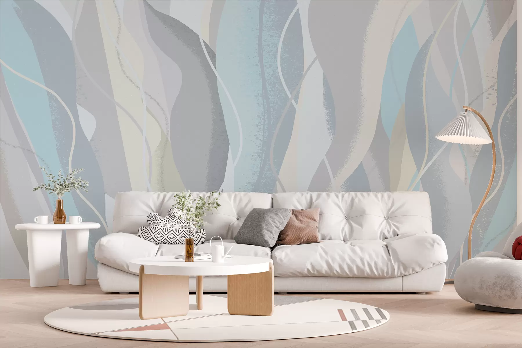 fotószőnyeg Modern absztrakt öko stílusú tapéta hideg és meleg színekben w01124