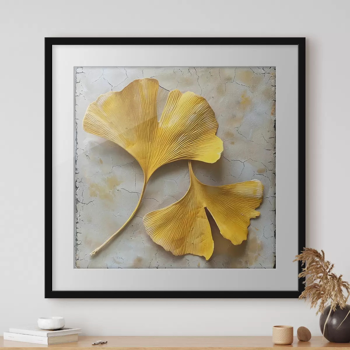 Plakát a sziklán Ginkgo levelek f40767