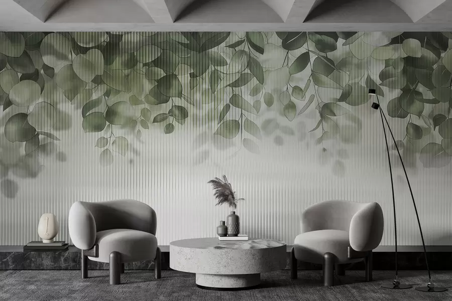 fotószőnyeg eukaliptusz levelek az üveg mögött w01677