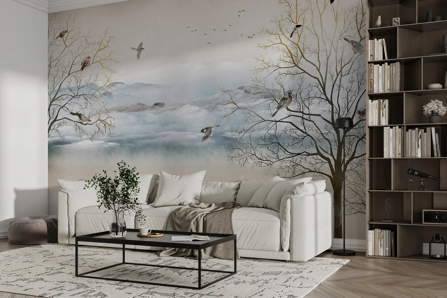 fotószőnyeg Tó és ködös hegyek u34575