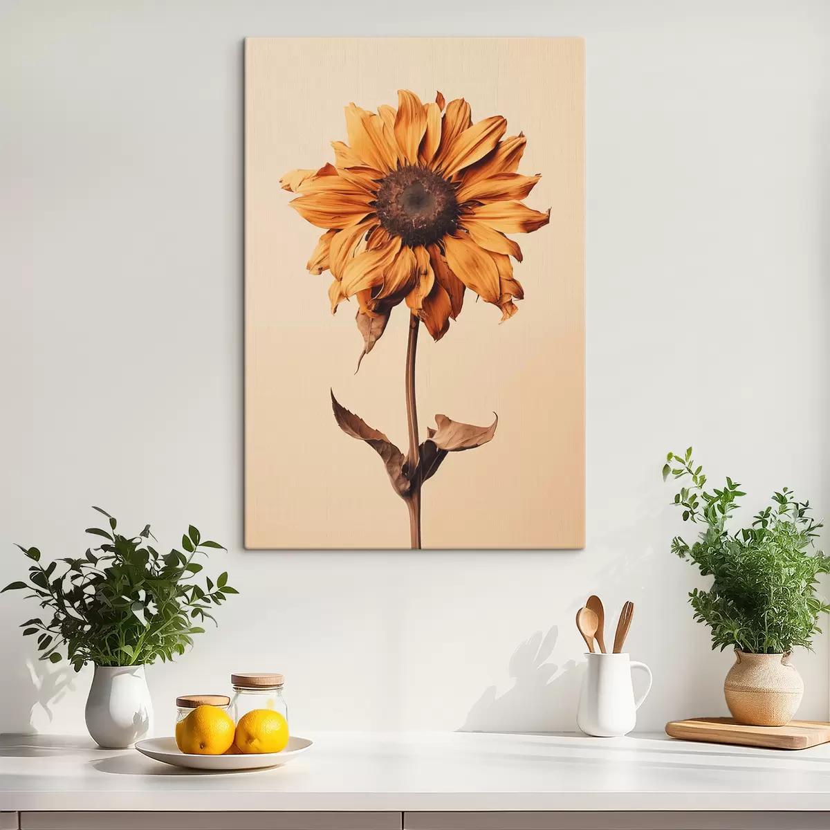 fotótapéta Szárított virág sárga szirmokkal minimalizmus s40882